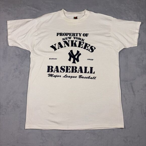 VINTAGE New York Yankees Shirt Adult X-Large White MLB Baseball - Picture 1 of 8